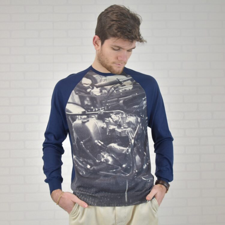 Girocollo raglan BIKER_blu avio