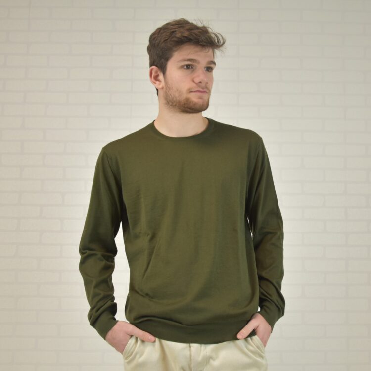 Girocollo in cashmere_verde militare