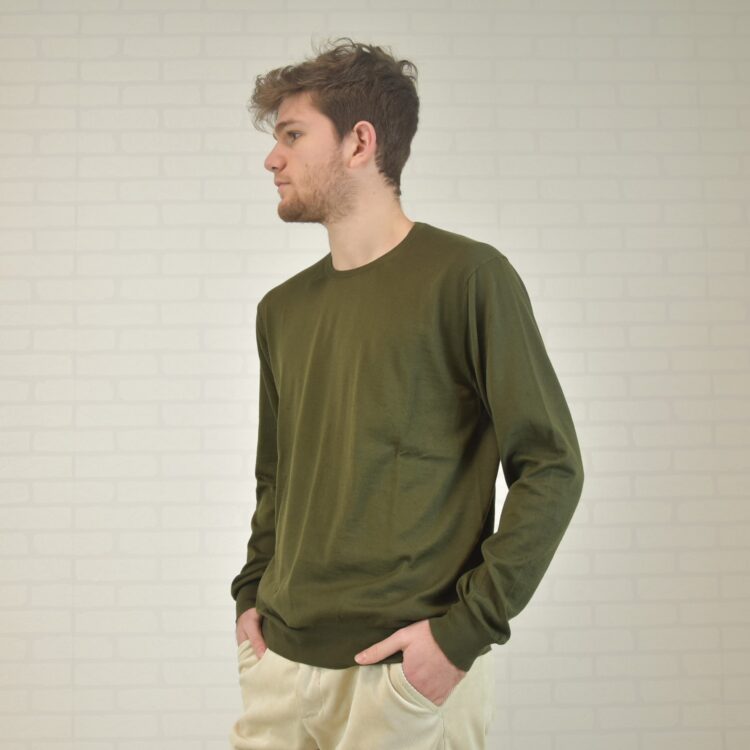 Girocollo in cashmere_verde militare