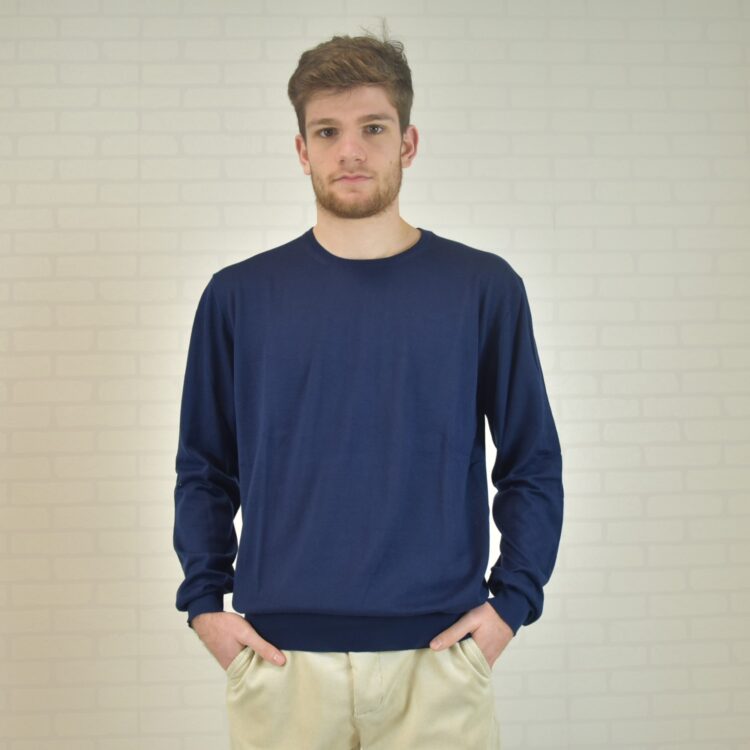 Girocollo in cashmere_blu navy