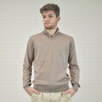 Lupetto con zip in cashmere-seta ultralight