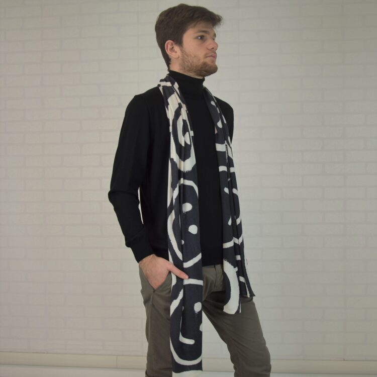 Sciarpa BLACK&WHITE in cashmere-seta